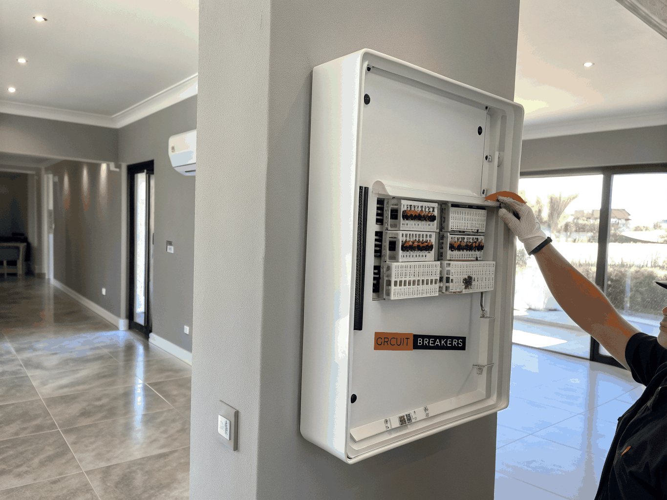 Freshly upgraded residential switchboard with labelled circuit breakers