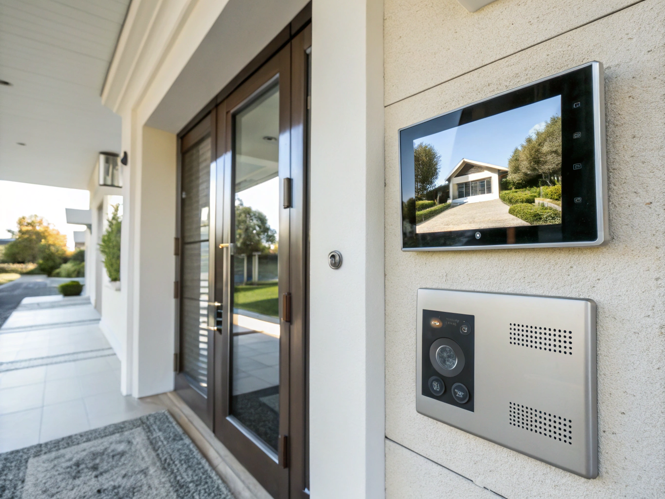 Video intercom and access control panel at a home entrance
